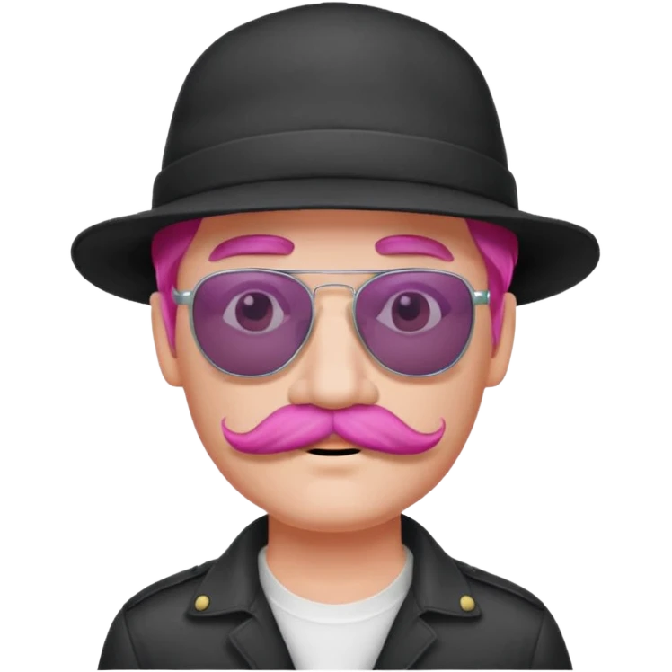 pink-haired mustache man with hat and sunglasses emoji