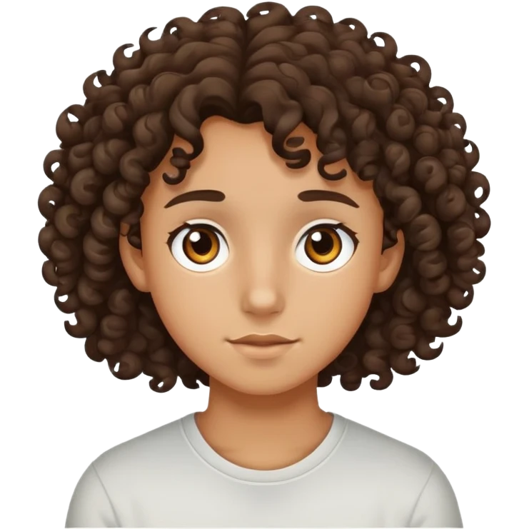 tan teenager with curly dark brown hair emoji