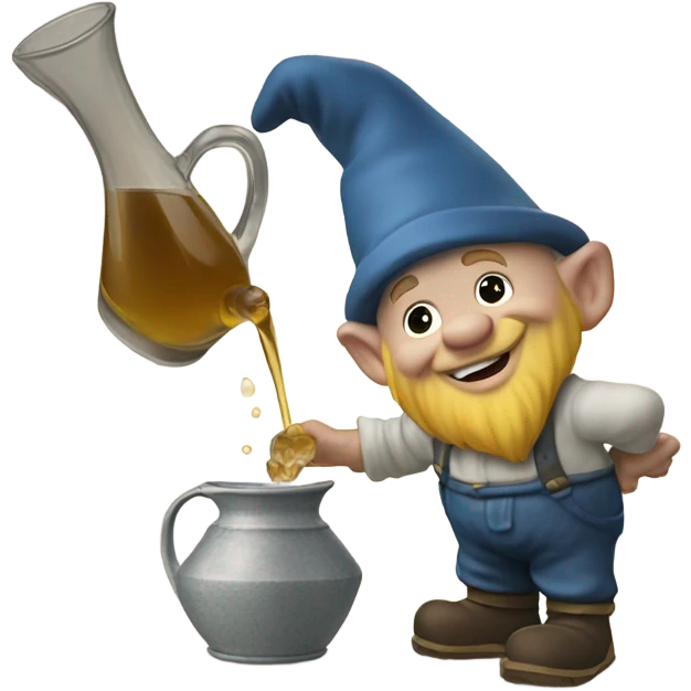 gnome pouring out liquid on the ground from a pitcher emoji