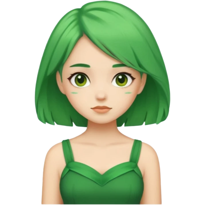 a girl of nature green hair and it shows her whole body green dress pretty emoji