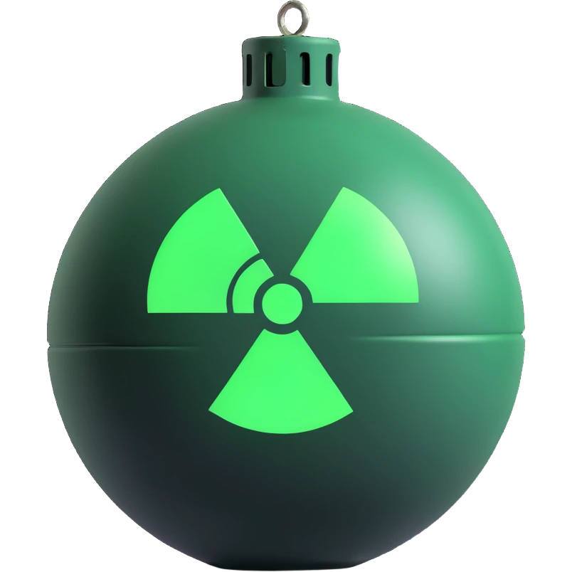 round bomb with a glowing green radioactive symbol, stylized emoji