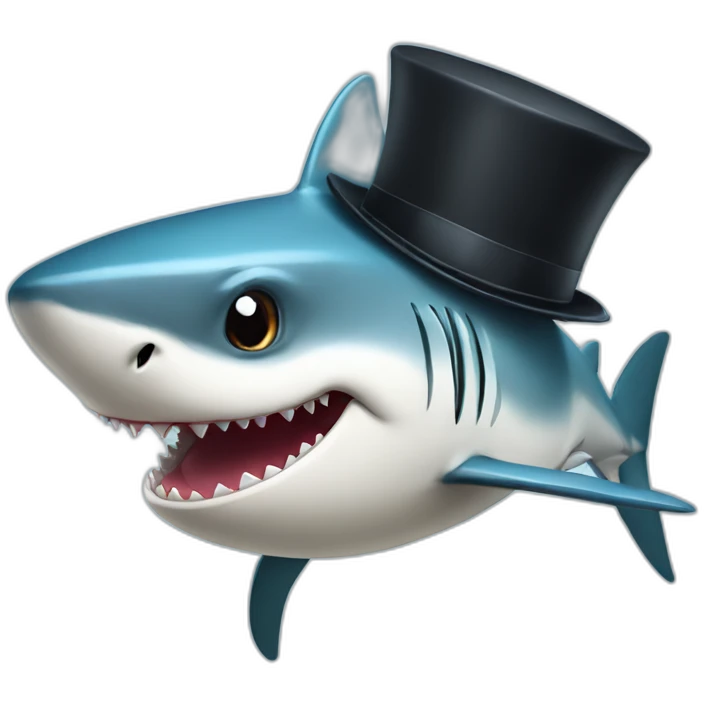 Shark with a top hat emoji