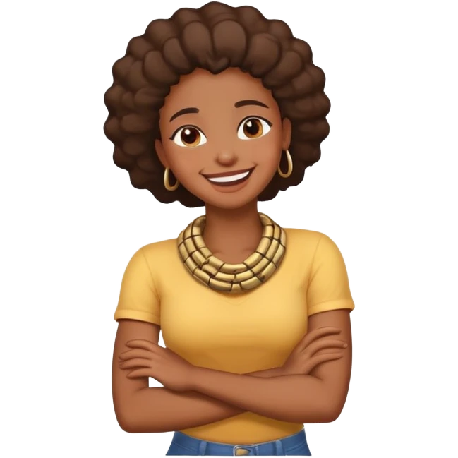 black girl arms crossed hold neck laughing  emoji