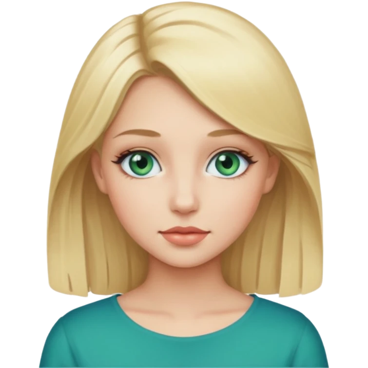 girl blonde eye-color blue-green make up emoji