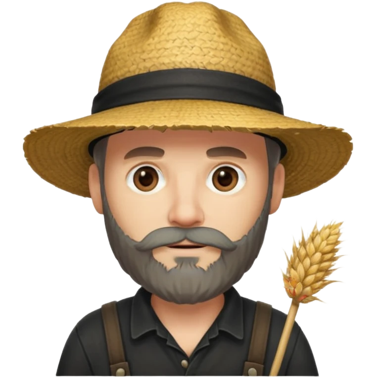 Puritan farmer male middle age with beard black clothes straw hat emoji