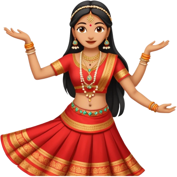 Indian woman in traditional clothes dances.  format portrait emoji
