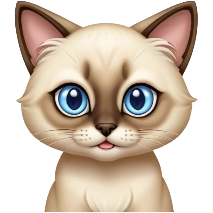 Cinematic Comical Siamese Cat Portrait Emoji, Head tilted dramatically with an exaggeratedly shocked or offended expression, sleek cream-colored fur with dark points on the ears, face, paws, and tail, wide piercing sapphire-blue eyes filled with exaggerated disbelief, Simplified yet hilariously expressive features, highly detailed, glowing with a slightly sassy glow, high shine, dramatic yet playful, stylized with an air of attitude, bright and endearing, soft glowing outline, capturing the essence of a sassy and over-the-top feline, so meme-worthy it feels like it could side-eye its way into internet fame instantly! emoji