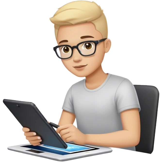 graphiste qui travaille sur sa tablette graphic emoji