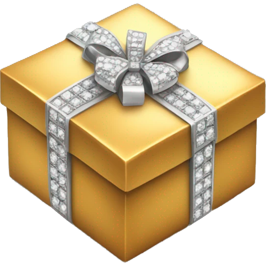 GIFTBOX Golden, with diamonds on it. emoji