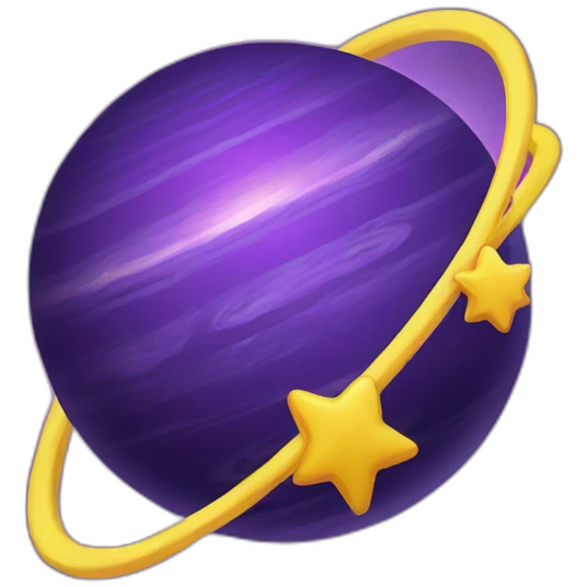 Purple planet, yellow star rings emoji