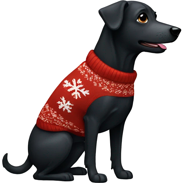 Black dog with Christmas jumper  emoji