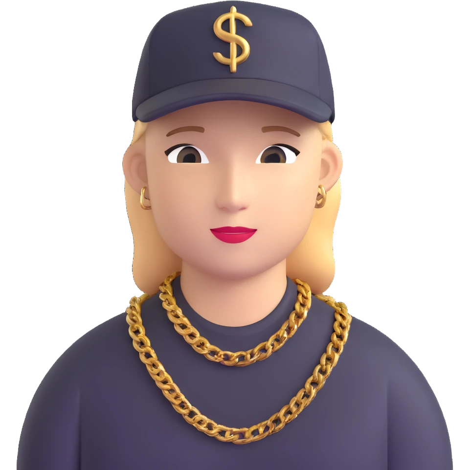 Brazilian rapper Chefin with cap and gold chain emoji