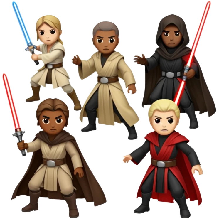 Four jedi and Four Sith fighting emoji