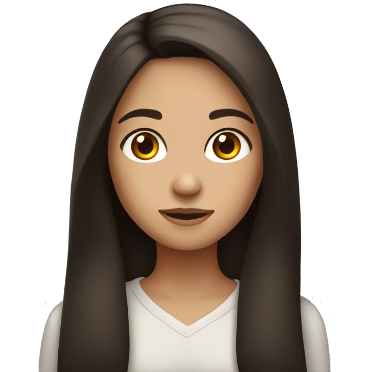 Girl with long dark brown hair and brown eyes emoji