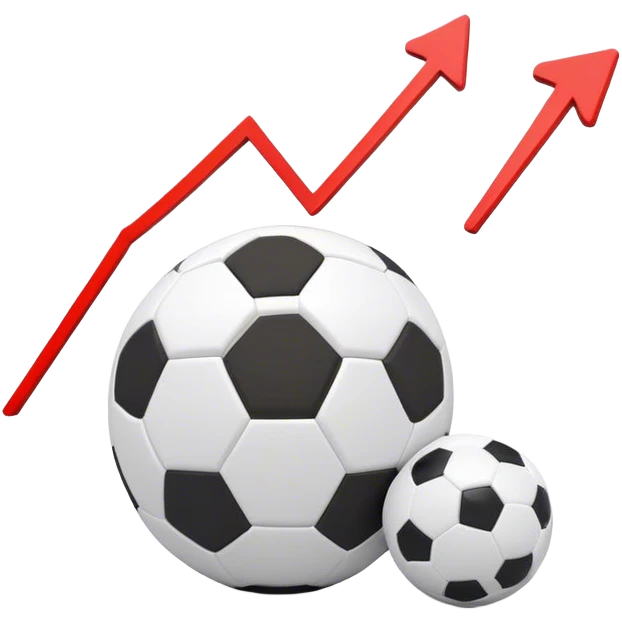 Cinematic realistic 3d growing graph  next to a soccer ball emoji