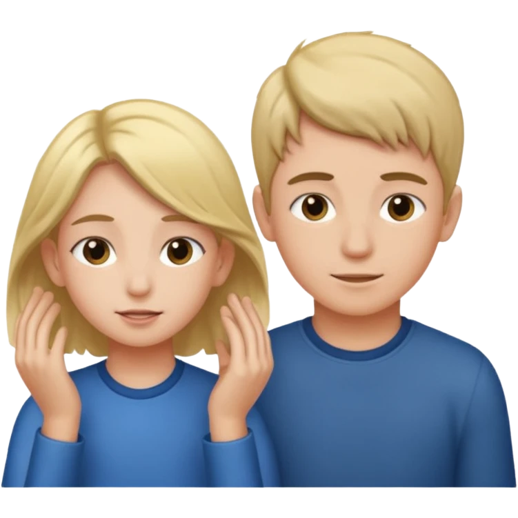 a boy putting a girls hair behind her ears emoji