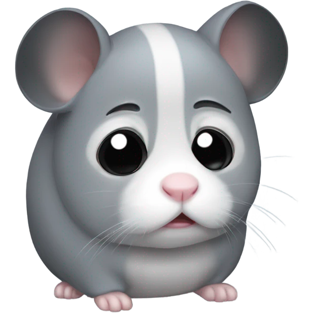Sad Gray hamster with huge black crying eyes  emoji