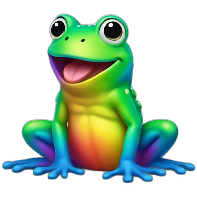 Rainbow happy frog emoji