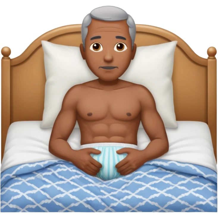 okay now have a black guy older with a bulge behind his underwear in bed emoji