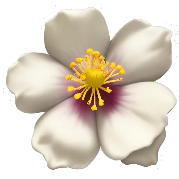 "brown-eyed rock rose" flower. White petals with brown spots. Yellow center emoji