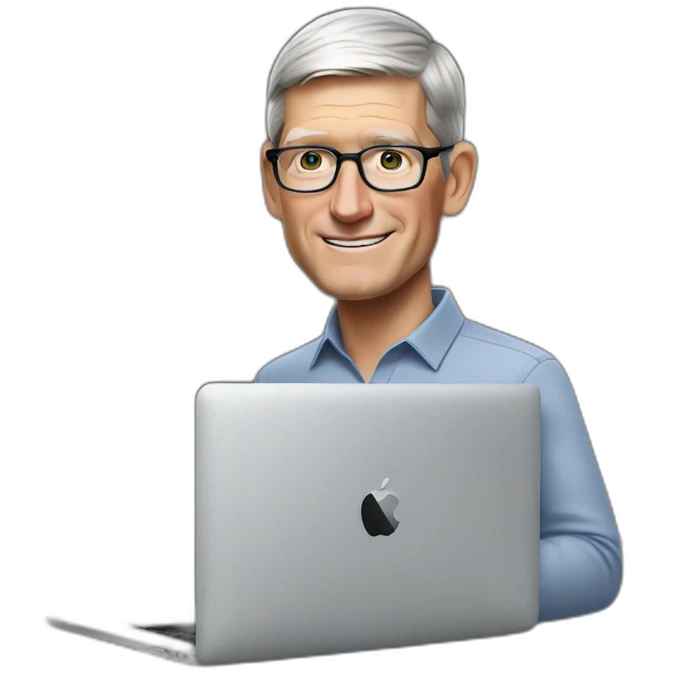tim cook with a macbook pro emoji