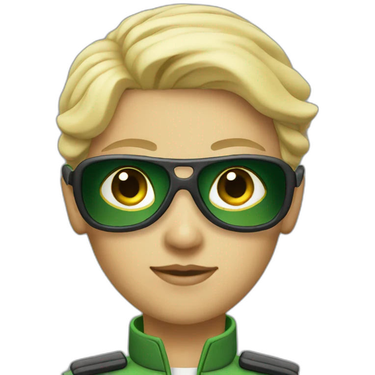 Blonde Pilot with green uniform wearing sunglasses  emoji