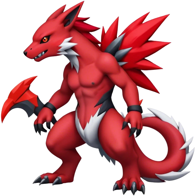 Edgy Cool Beautiful Guilmon-Zoroark, full body emoji