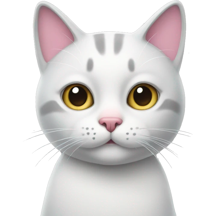 grey and white cat with pink nose  emoji