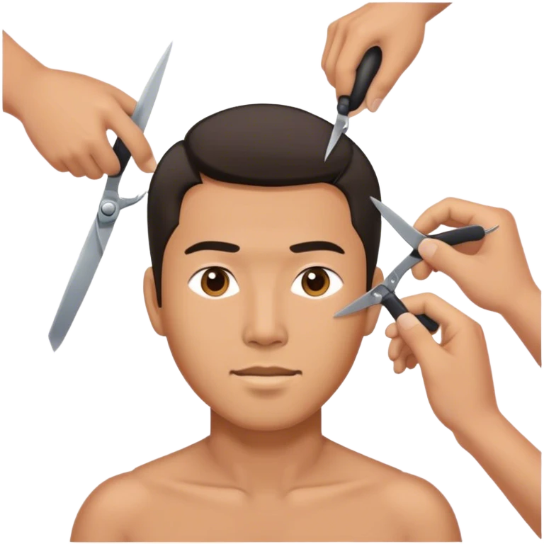 asian man with mid hair being cut emoji