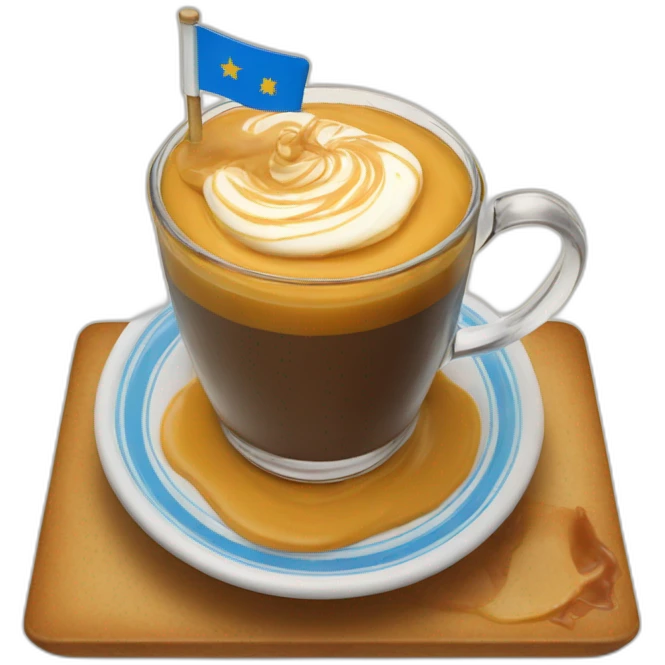 Uruguay flag with a cup of dulce de leche and a mate on top of it emoji