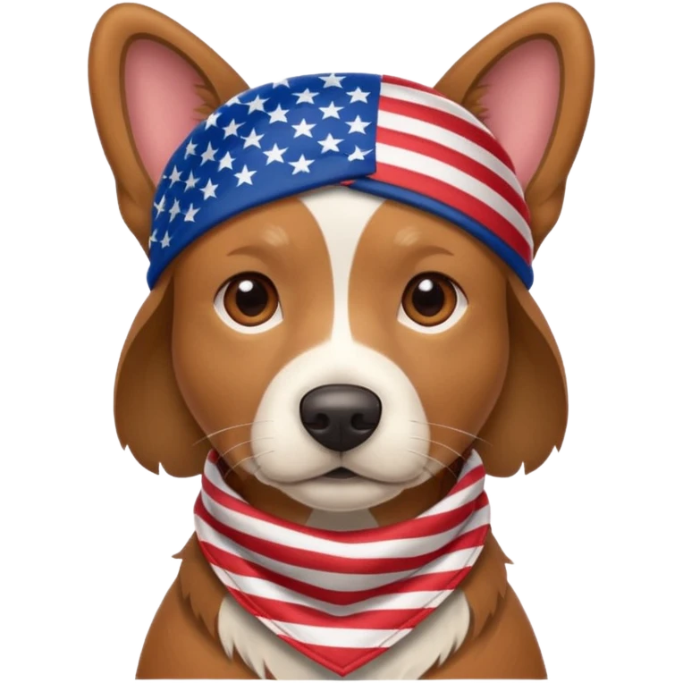 Brown Dog wearing an American flag bandana emoji