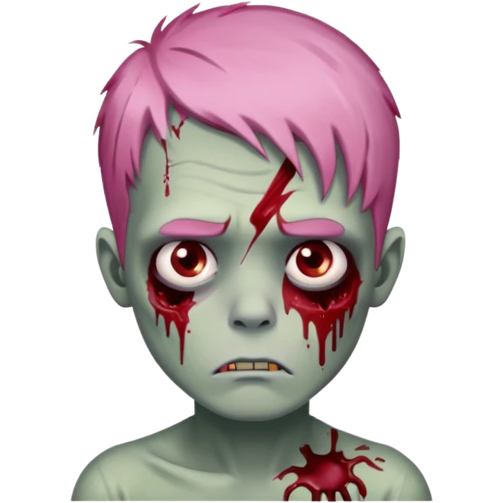 zombie boy with blood with pink hair and looking sad emoji