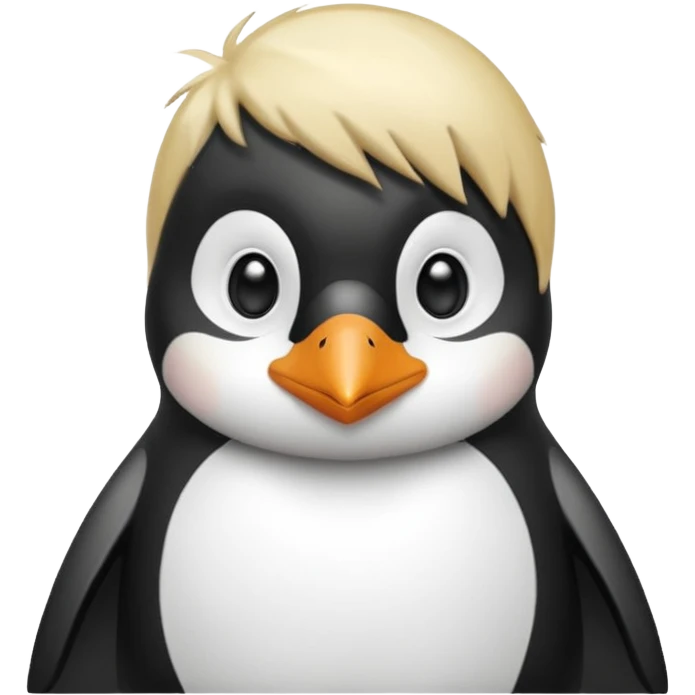 Pingüino con cabello  rubio estilo cool  emoji