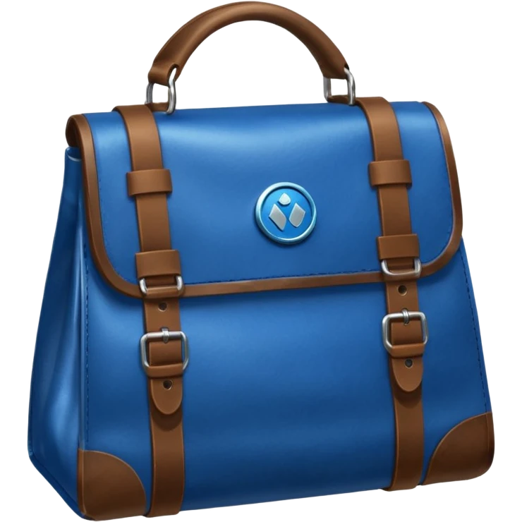 blue coins on top a brown leather bag  emoji