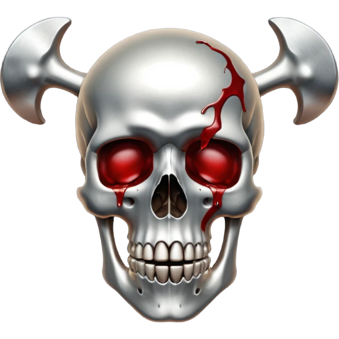 metallic anatomic bones with blood, steel texture, dark dramatic tone, minimal details emoji