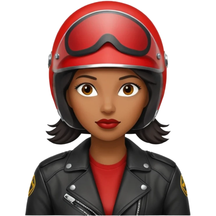 Motorbiker black woman with red leather jacket emoji