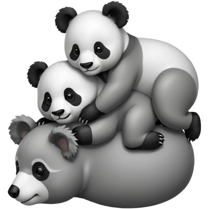 Small Panda riding big koala’s back emoji