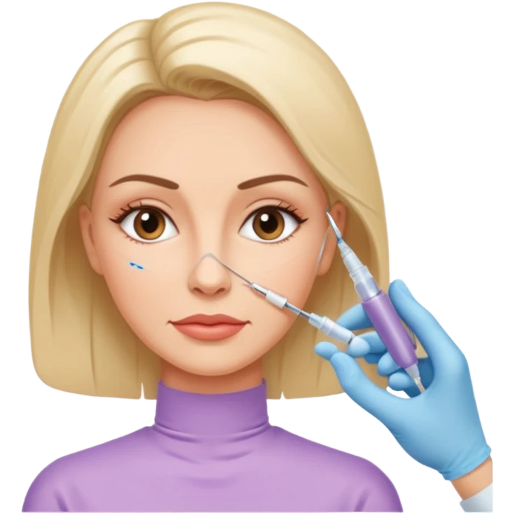 Woman taking a botox injection in the face emoji