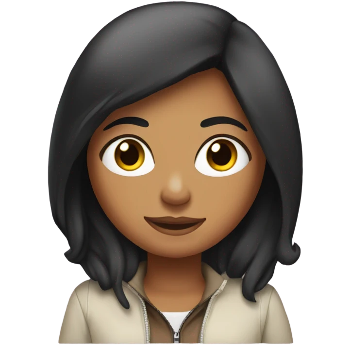 Tanned woman with long black hair as a ski girl emoji