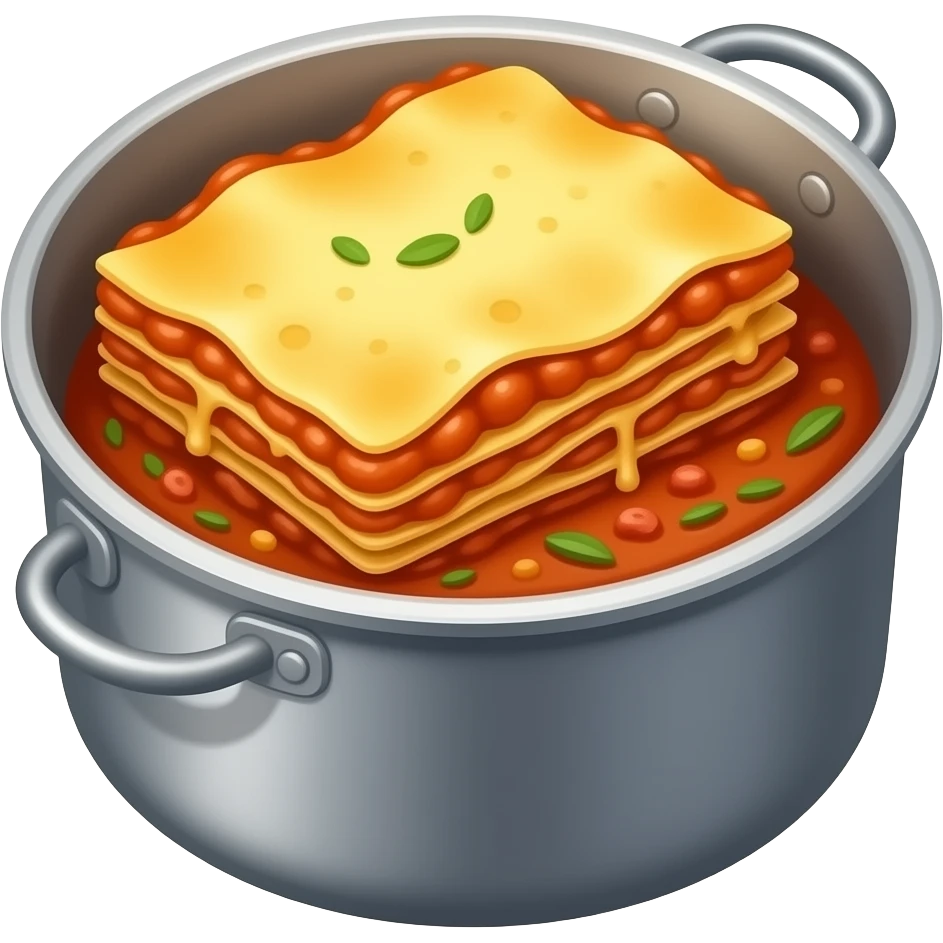 Baked Lasagna in a pot with cheeseq the noodles whoukd she sheets emoji