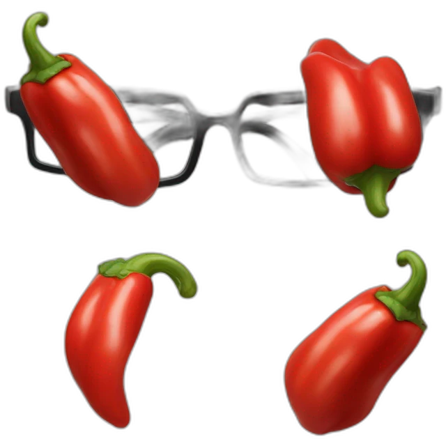 Red Pepper in black star glasses emoji