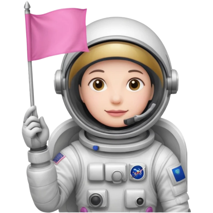 astronaut holding pink flag in hand emoji