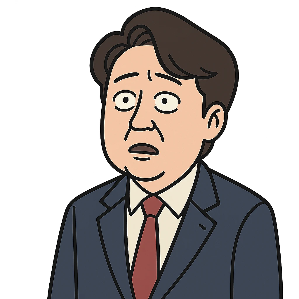 flat toon style portrait of Lee Jun Seok, opposition leader emoji