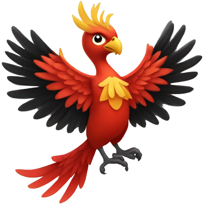 Phoenix bird with holiday spirit but works hard. Theme is red and black. emoji