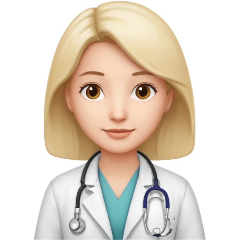 doctor, medical professional, stethoscope, white coat, friendly expression, simple background emoji