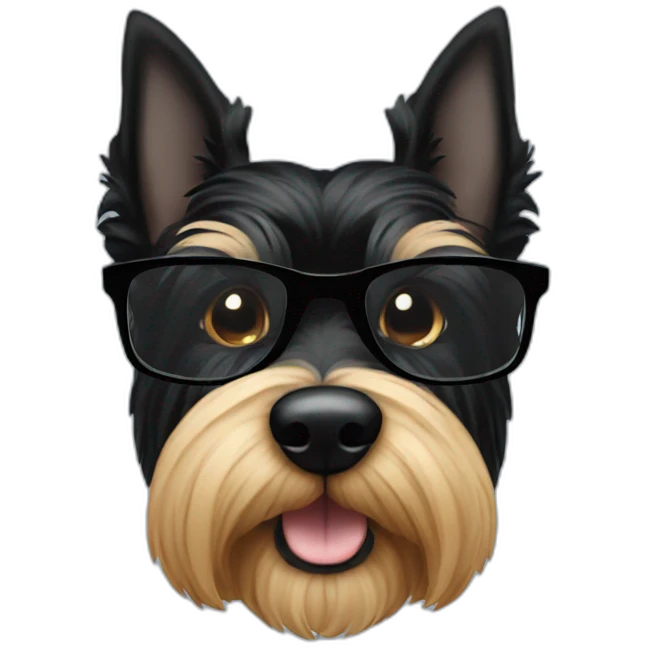 black Scottish terrier glasses black emoji
