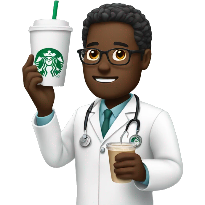 Doctor drinking a Starbucks coffee emoji