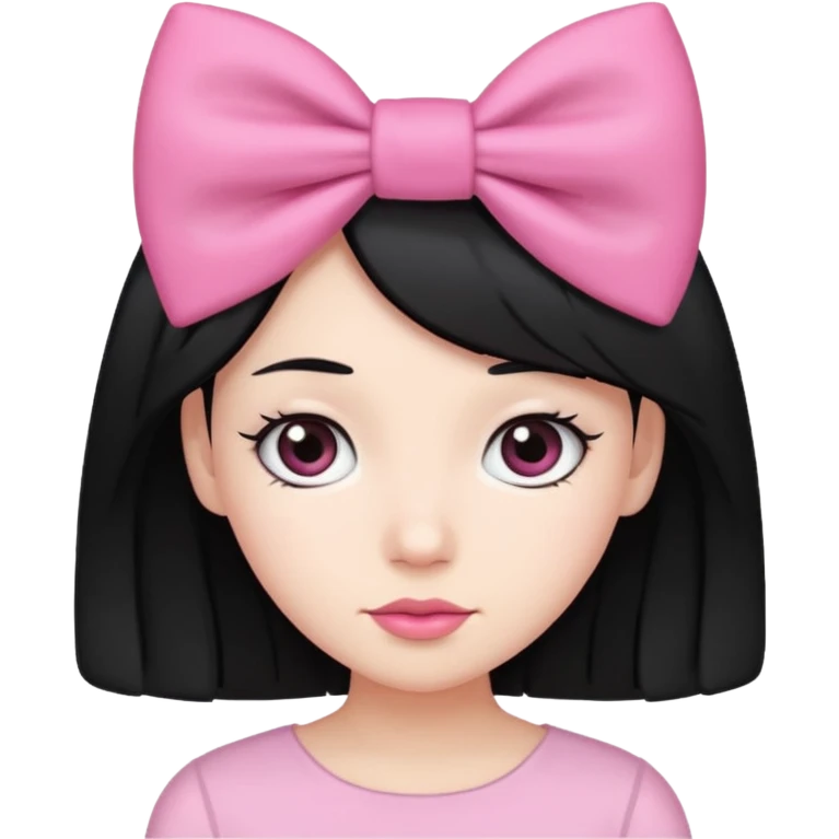 cabelo preto com laço rosa  emoji