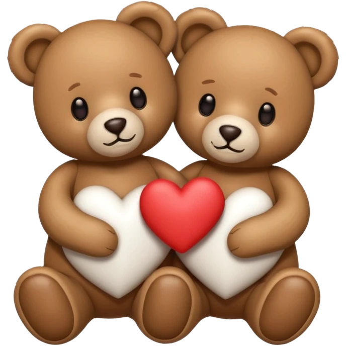 Two teddy bears with hearts  emoji