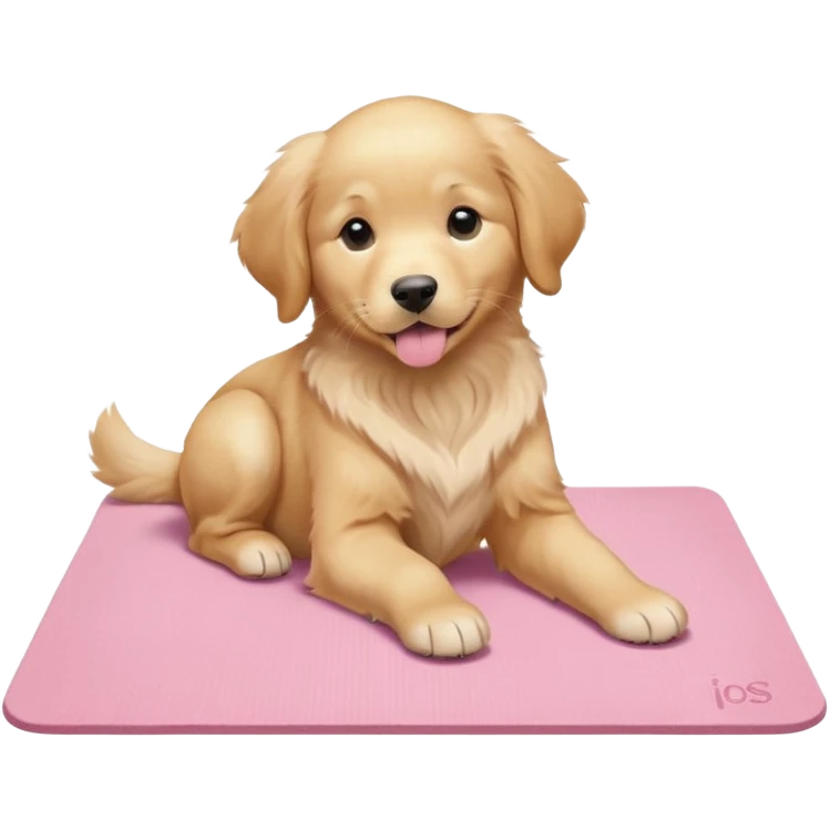Golden retriever puppy on light pink yoga mat emoji